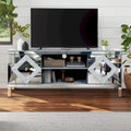 59 TV Stand with Diamond-Shaped Mirror Doors and Storage for TVs Up to 65