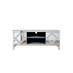 59 TV Stand with Diamond-Shaped Mirror Doors and Storage for TVs Up to 65