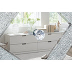 59 TV Stand with Diamond-Shaped Mirror Doors and Storage for TVs Up to 65