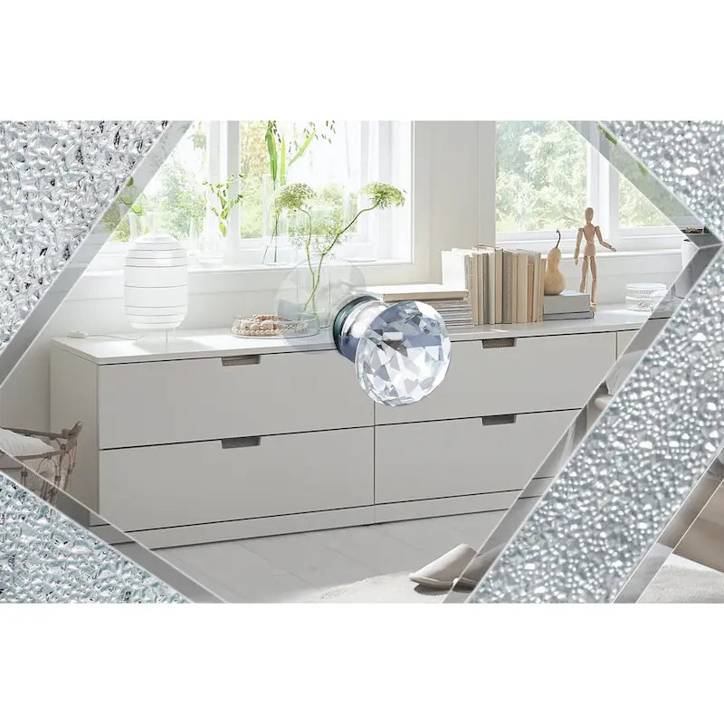 59 TV Stand with Diamond-Shaped Mirror Doors and Storage for TVs Up to 65