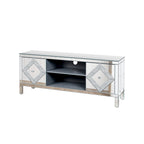 59 TV Stand with Diamond-Shaped Mirror Doors and Storage for TVs Up to 65
