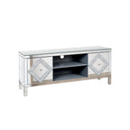 59 TV Stand with Diamond-Shaped Mirror Doors and Storage for TVs Up to 65