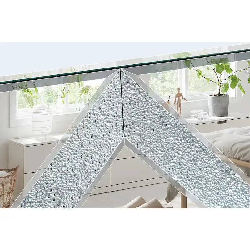 59 TV Stand with Diamond-Shaped Mirror Doors and Storage for TVs Up to 65