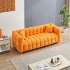 Orange 80 3-Seater Sofa with Two Pillows and Sturdy Hardware Foot