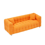 Orange 80 3-Seater Sofa with Two Pillows and Sturdy Hardware Foot