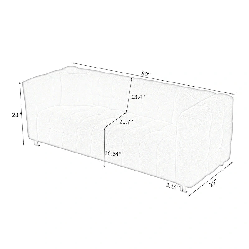 Orange 80 3-Seater Sofa with Two Pillows and Sturdy Hardware Foot