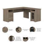 72W L Shaped Computer Desk with Storage