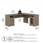 72W L Shaped Computer Desk with Storage