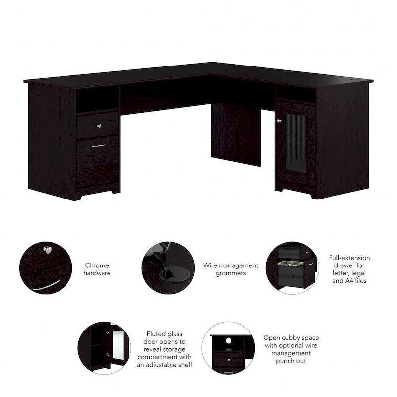 72W L Shaped Computer Desk with Storage