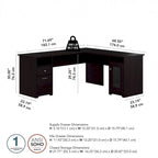 72W L Shaped Computer Desk with Storage