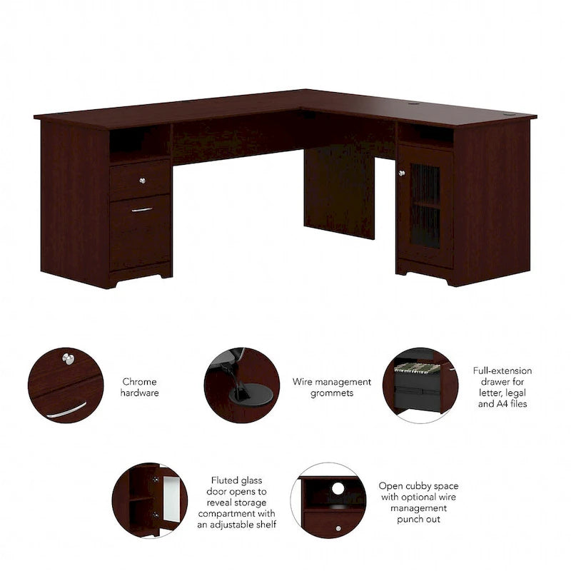 72W L Shaped Computer Desk with Storage
