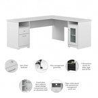 72W L Shaped Computer Desk with Storage