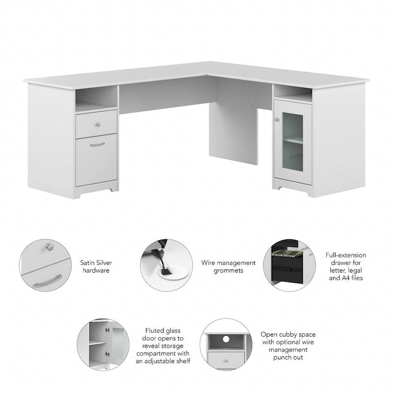 72W L Shaped Computer Desk with Storage