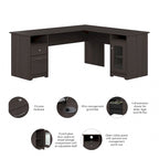 72W L Shaped Computer Desk with Storage