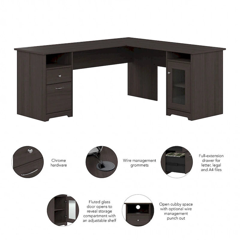 72W L Shaped Computer Desk with Storage