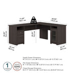 72W L Shaped Computer Desk with Storage