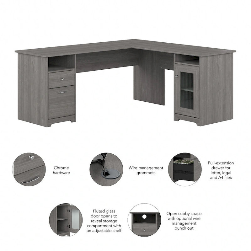 72W L Shaped Computer Desk with Storage