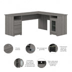 72W L Shaped Computer Desk with Storage