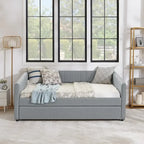 Full Size Daybed with Trundle Upholstered Sofa Bed