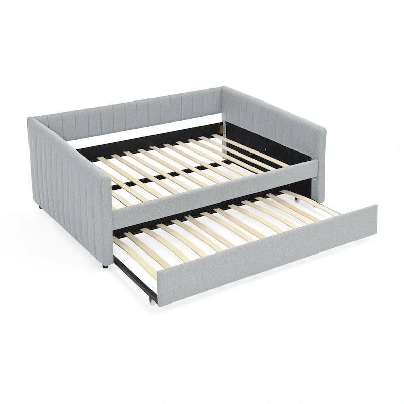 Full Size Daybed with Trundle Upholstered Sofa Bed