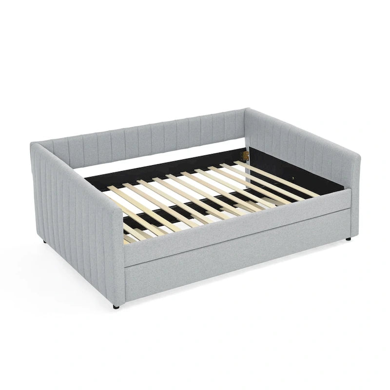 Full Size Daybed with Trundle Upholstered Sofa Bed