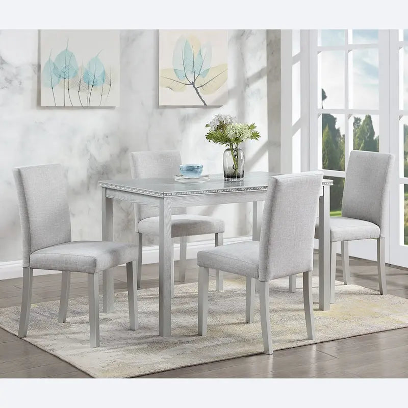 Dining Chairs Set of 2, Modern Kitchen & Dining Room Chairs, Upholstered Linen Cushion Seat and Rubber Wood Legs