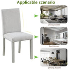 Dining Chairs Set of 2, Modern Kitchen & Dining Room Chairs, Upholstered Linen Cushion Seat and Rubber Wood Legs