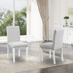 Dining Chairs Set of 2, Modern Kitchen & Dining Room Chairs, Upholstered Linen Cushion Seat and Rubber Wood Legs