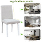 Dining Chairs Set of 2, Modern Kitchen & Dining Room Chairs, Upholstered Linen Cushion Seat and Rubber Wood Legs