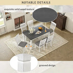 7-Piece Rustic Farmhouse Dining Table and Chair Sets Simple Dining Table and Chair Sets with Shaped Legs for Open-Concept Spaces