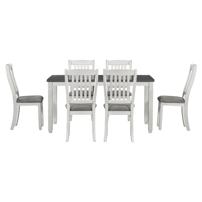 7-Piece Rustic Farmhouse Dining Table and Chair Sets Simple Dining Table and Chair Sets with Shaped Legs for Open-Concept Spaces