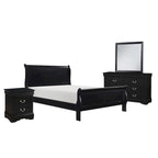 Fy Four Piece Queen Size Bedroom Set, Antique Nickel Metal Handles, Black