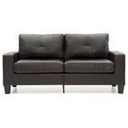 Square Arm Faux Leather Tufted Straight Sofa - 71 - Dark Brown