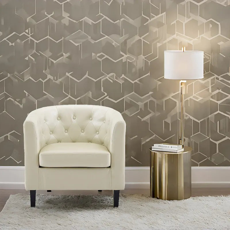 Accent Chair, Button Tufted Faux Leather Barrel Chair, Midcentury Modern Accent Chair, Comfy Armchair, Tub Barrel Chairs