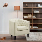 Accent Chair, Button Tufted Faux Leather Barrel Chair, Midcentury Modern Accent Chair, Comfy Armchair, Tub Barrel Chairs