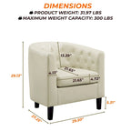 Accent Chair, Button Tufted Faux Leather Barrel Chair, Midcentury Modern Accent Chair, Comfy Armchair, Tub Barrel Chairs