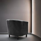 Accent Chair, Button Tufted Faux Leather Barrel Chair, Midcentury Modern Accent Chair, Comfy Armchair, Tub Barrel Chairs