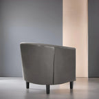 Accent Chair, Button Tufted Faux Leather Barrel Chair, Midcentury Modern Accent Chair, Comfy Armchair, Tub Barrel Chairs