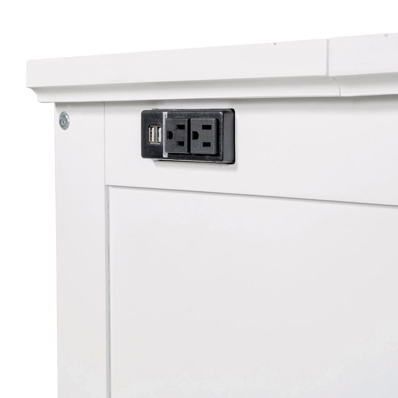 Farmhouse Murphy Bed Convertible Space-Saving Cube Chest Cabinet with Large Drawers and Charging Station, Foldable Platform Bed