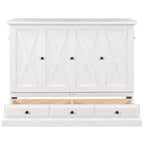 Farmhouse Murphy Bed Convertible Space-Saving Cube Chest Cabinet with Large Drawers and Charging Station, Foldable Platform Bed