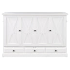 Farmhouse Murphy Bed Convertible Space-Saving Cube Chest Cabinet with Large Drawers and Charging Station, Foldable Platform Bed