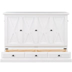 Farmhouse Murphy Bed Convertible Space-Saving Cube Chest Cabinet with Large Drawers and Charging Station, Foldable Platform Bed