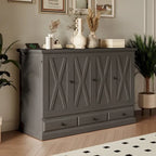 Farmhouse Murphy Bed Convertible Space-Saving Cube Chest Cabinet with Large Drawers and Charging Station, Foldable Platform Bed