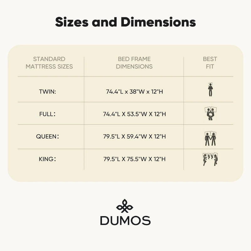 Queen Size Solid Wood Platform Bed with 1000lb Capacity, Under-Bed Storage ( No Headboard)