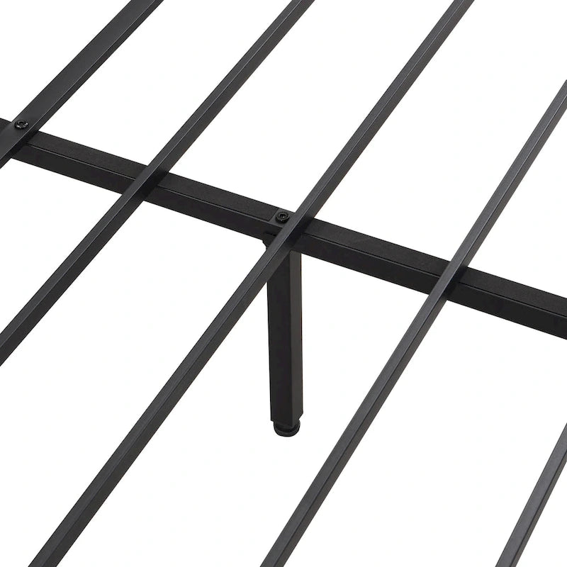 King Size Modern Metal Platform Bed with Wooden Headboard,2 Drawers and LED Lights