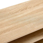 55.12 TV Stand with Double Sliding Doors, Solid Wood Legs and Adjustable Shelf for Living Room