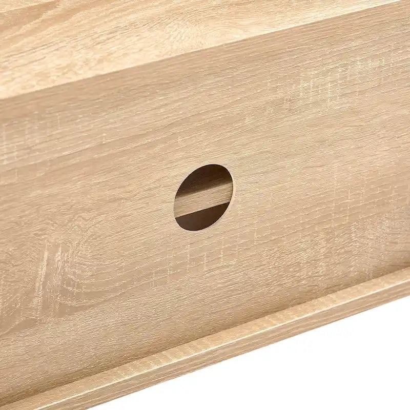 55.12 TV Stand with Double Sliding Doors, Solid Wood Legs and Adjustable Shelf for Living Room