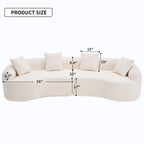 Luxury Chenille Fabric Sofa,4 Seater Modular Curved Sectional Couch