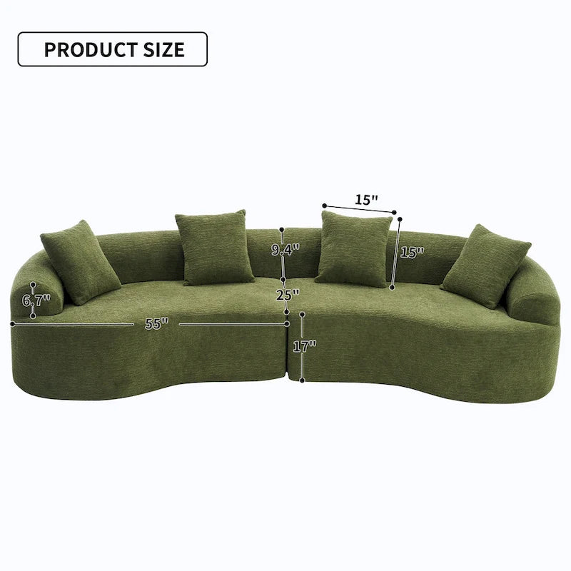 Luxury Chenille Fabric Sofa,4 Seater Modular Curved Sectional Couch