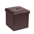 Folding Storage Ottoman, Foot Rest Stool Footstool, Leather Tufted Ottoman, Small Ottoman Cube for Living Room Bedroom Dorm